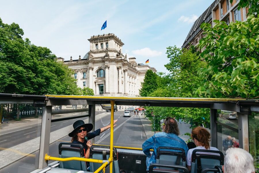 Berlin: Hop-on Hop-off Bus Tour with Live Commentary - Brandenburg Gate to the Holocaust Memorial area: big symbols with real gravity