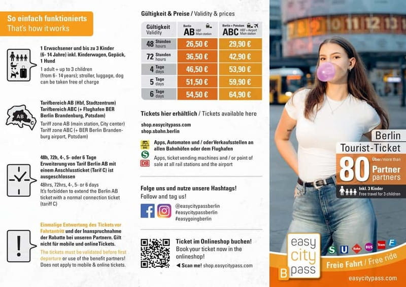 EasyCityPass Berlin: Zone AB Public Transport and Discounts - A Smart 2- to 6-Day Plan That Uses Zone AB Without Burning Out